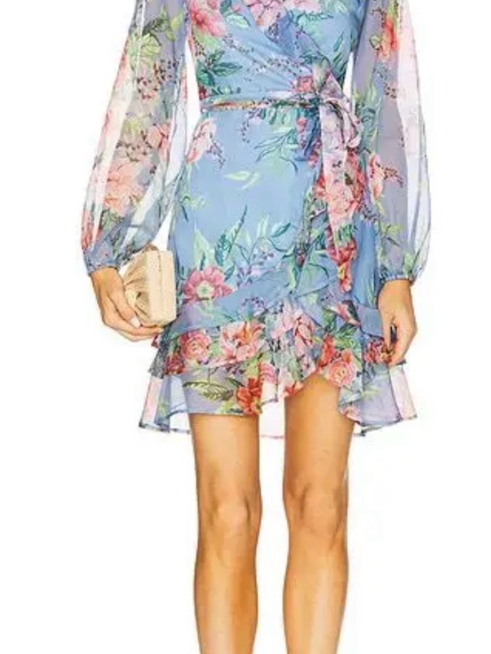 Bardot Triple Frill Dress in Bold Blue Floral